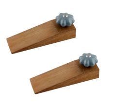 2 Pieces Grey Crackle Melon Ceramic Wooden Door Stopper